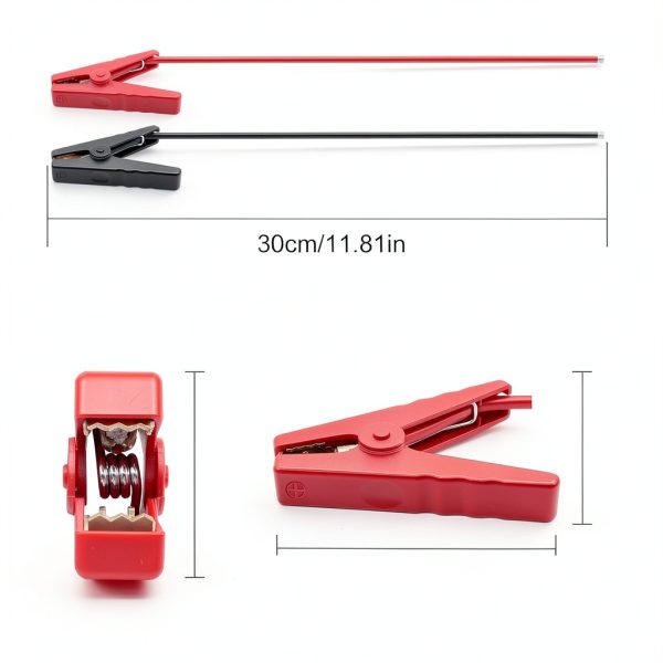 MEIRIYFA Battery Alligator Clips to 10AWG Bare Wire Crocodile Clamps 50A High Current Alligator Clips Cable for Power Stations Car Battery Emergency Hitch Rescue -11.8in/30cm-1